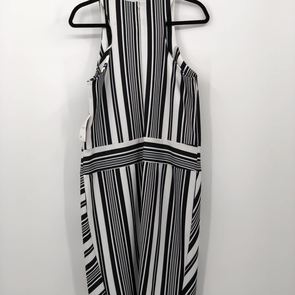 NWT Asos Dress Midi Stripe Tulip Hem Sleeveless Crewneck Black White Size 8 - Picture 6 of 12